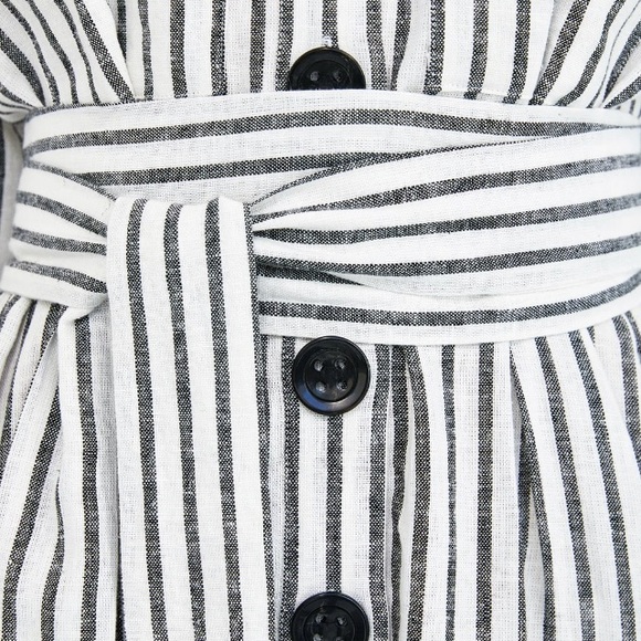 NWT Zara Striped Linen Dress with Bow - Picture 5 of 7